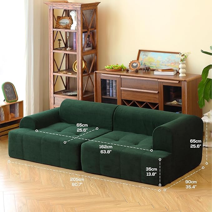 N&ampV Foam Sofa Made with All Foam Great for Livingroon and Bedroom (Green)