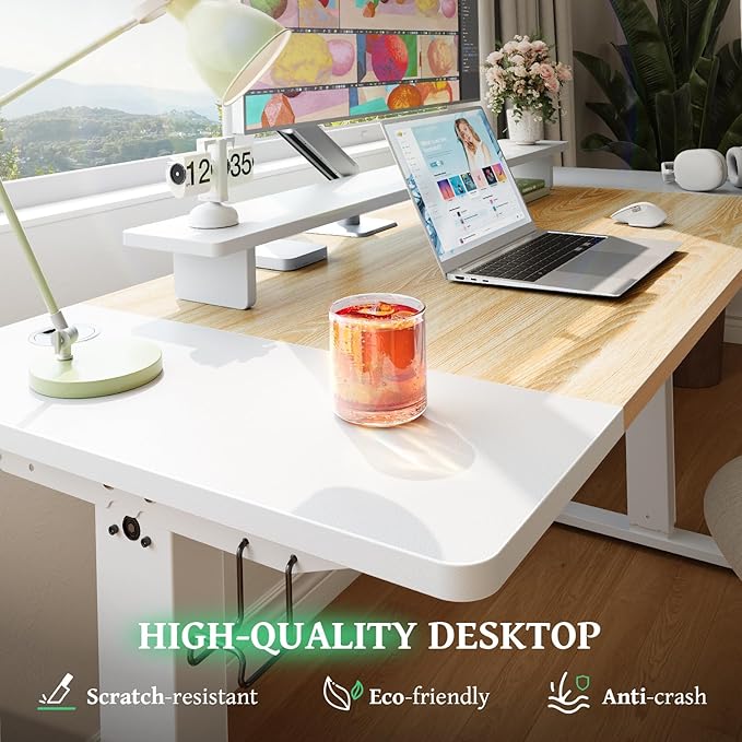 SIAGO Electric Standing Desk Adjustable - 48 x 24 Inch Sit Stand up Desk with 0.8 Inch Thick Tabletop - Adjustable Height Table with 3 Memory Preset Cable Management for Home Office