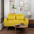 Shintenchi 47 Small Modern Loveseat Couch Sofa Fabric Upholstered 2-Seat Sofa Love Seat Furniture with 2 Pillows Wood Leg for Small Space Living Room Bedroom Apartment Yellow