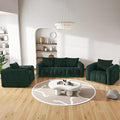 Comfy 3-Stear Sofa with 2 Armchair Set of 3 Corduroy Sofa for Living Room Boneless Lounge Floor Cloud Couch for Small Spaces for Bedroom Office Apartment Green
