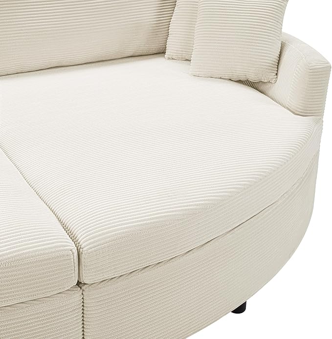 JUSTONE 102.3 Oversized Double Chaise Lounge Sofa Bed Convertible Loveseat with Deep Seat &amp USB Ports Modern Upholstered Couch for Living Room Beige