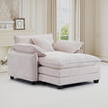 Oversized Chair with Ottoman Modern Corduroy Sofa Bed Single Sofa Chaise Large Upholstered Sofa for Living Room Bedroom (Beige)