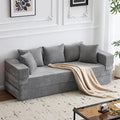 MELLCOM 79 Convertible Folding Sofa Bed Queen Sleeper Sofa Couch with Armrest and Pillows Chenille Fold Out Floor Chaise Lounge Comfy Foldable Futon Mattress for Living Room Bedroom (Grey 7.87)