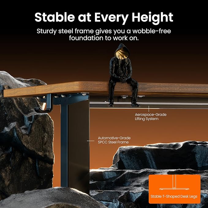 ErGear Height Adjustable Electric Standing Desk 44 x 24 Inches Sit Stand up Desk Memory Computer Home Office Desk Vintage Brown