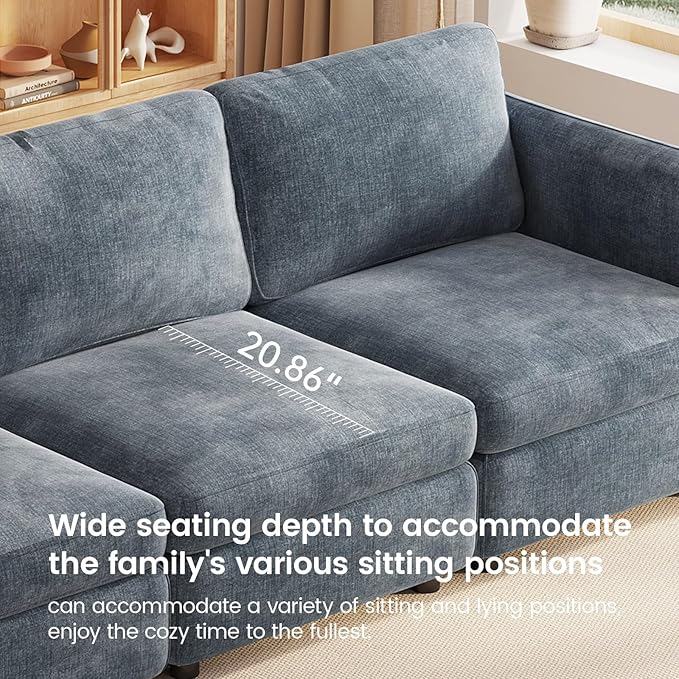 Guyii Small 3 Seats Sofa Apartment Modular Sectional Couch 3 Seater Deep Seat Sofa for Living Room Bedroom Apartment Office