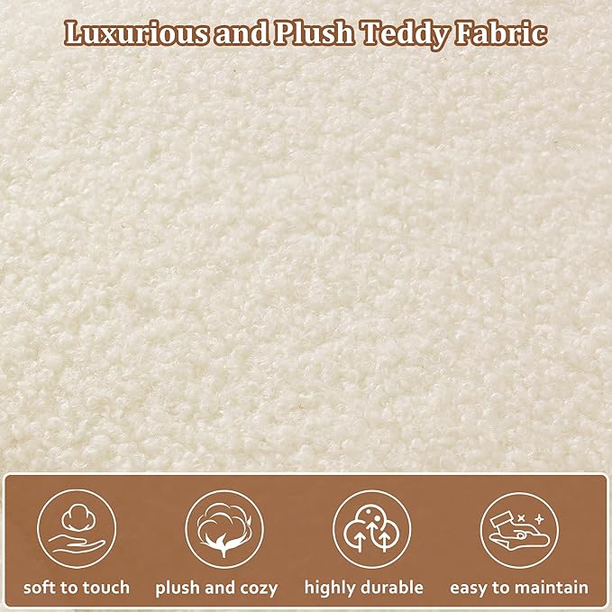 73 Boucle Cloud Sofa Couch with 2 Soft PillowsComfy Upholstered Teddy 2 Seater LoveSeat SofaModern Deep Seat Sherpa Cloud Couch Oversized Love Seat for Living Room Bedroom Apartment Beige White