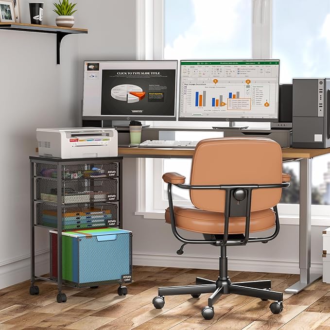 Rolling File Cabinet Cart Hanging File Organizer Box with Lid for Home Office Small Filing Cabinet on Wheels Under Desk