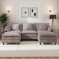 110 U-Shaped Modular Sectional Couch Modern Cloud Couch with Ottoman 5-Seat Chenille Sofa with Pillows Deep Seat Comfy Couch for Living Room Bedroom Light Grey