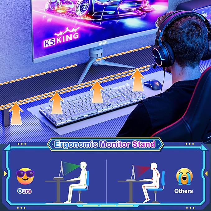 L Shaped Gaming Desk with Power Outlets &amp LED Lights 53 inch Corner Computer Desk with Monitor Stand and Storage Bag Home Office Desk Table for Bedroom Dual Workstation Carbon Fiber Black