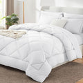 CozyLux King Size Comforter Set White - 7 Pieces Bed in a Bag King Luxury Soft Bed Set for All Seasons Bedding Set with Down Alternative Comforter Sheets Pillowcases &amp Shams