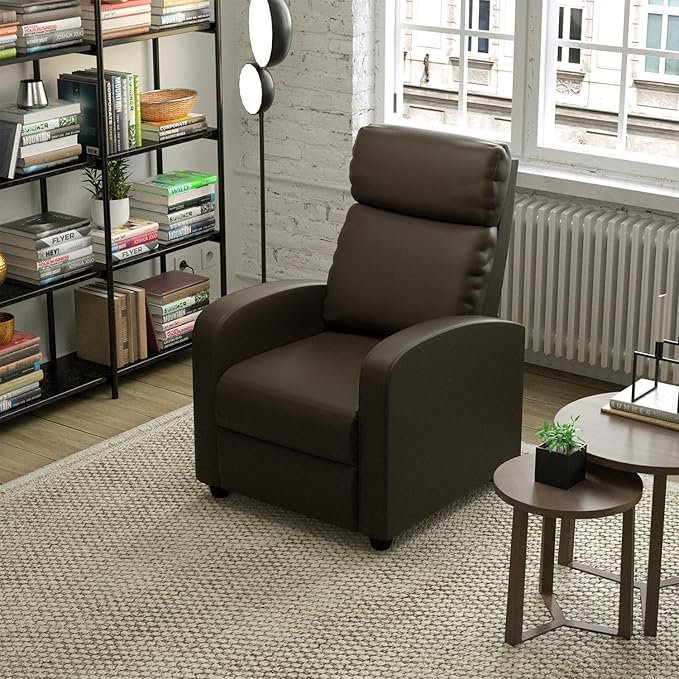 MKDLUFEI Massage Recliner Chair Single Sofa Chair with Remote Control Adult Chair Recliner Living Room Recliners with Pu Leather Push Back Backrest Brown