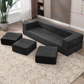 CECER 80 Convertible Floor Sofa BedFolding Sofa Bed with 3 OttomansVelvet Modular Sectional Futon SleeperFoldable Memory Foam Couch for Living Room/Guest Room/Playroom（Dark Grey）