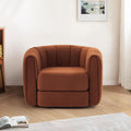 Eafurn 360° Swivel Accent Chair Furry Barrel Armchair Boucle Upholstered Leisure Lounge Sofa Reading Chair Oversized Padded Armchair with Thickness Cushions and Tufted Design for Living Room Bedroom