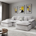 Modular Sectional Sofa 107'' Boneless Couches for Living Room 5-Seat Sofa with 2 Ottomans Cloud U Shaped Couch No Assembly Required Chenille Grey