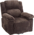 Garvee Corduroy Recliner Chair Manual Recliner Sofa with Handle Pillow Top Arms Thick Padding Side Pocket 330Lbs Capacity Adjustable Recliner for Living Room Bedroom Home Theater Brown