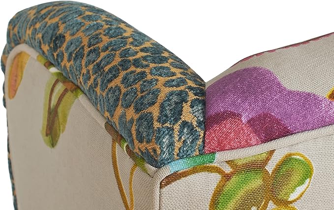 Jennifer Taylor J T Home Ayla Boho Chic Wingback Accent Arm Chair Floral &amp Leopard Blue-Teal &amp Purple Velvet