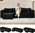 HOMREST 102 Cloud Couch Sectional L Shaped Modern Sofa with Ottoman Comfy Corduroy Fabric Modular Sectional Sofa in a Box Boneless Couches for Living Room No Assembly Required (Black)