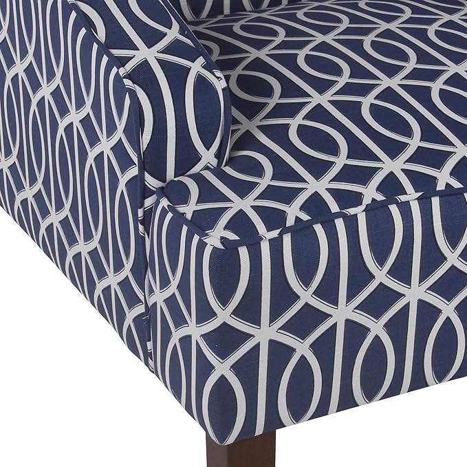 Homepop Home Decor Upholstered Classic Swoop Arm Accent Chair Accent Chairs for Living Room &amp Bedroom Decorative Home Furniture Blue Trellis