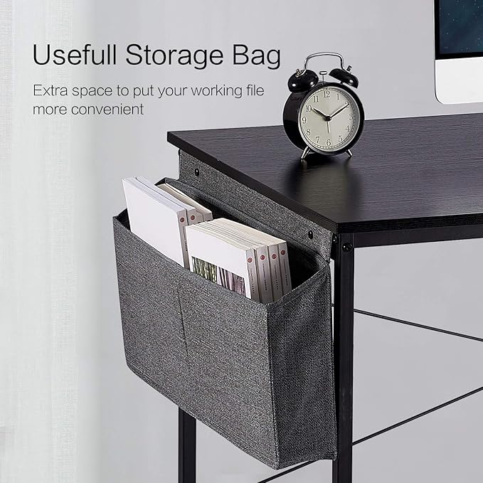 GEOK Writing Computer Desk 47 Inch Sturdy Gaming Desk Home Office DeskStudent Table with Storage Bag Laptop Desk