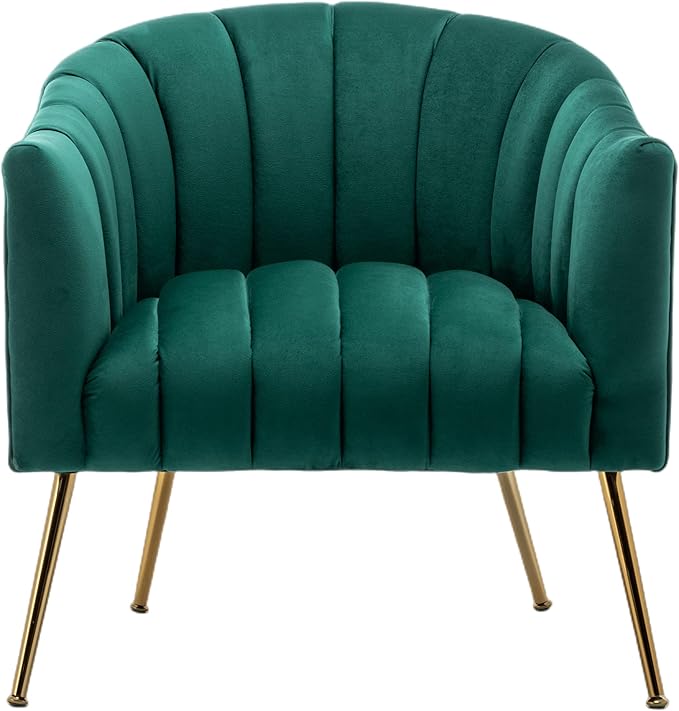 Modern Velvet Tub Chair Armchairs Barrel Accent Dinning Chair with Gold Plated Metal LegsThick Soft Padded Seat for Living Room