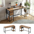 CubiCubi Computer Desk with 2 Drawers 47 Inch Small Home Office Desk Study Writing Table Light Brown