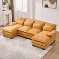 KEIKI 108 U-Shaped Chenille Modular Sectional Chenille Sofa with 2 Movable Ottoman &amp Pillows &amp 2 Side Pocket Oversized 4-Seater Couch with Memory Foam Cushion Easy Assembly for Living Room