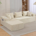 105'' Cloud Sectional Couch Modular L-Shaped Boneless Sectional Sofa Corduroy Deep Seat Couch Small Space Sofas for Living Room Bedroom Apartment No Assembly Beige