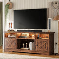 Casaottima TV Stand for 65 Inch TV Farmhouse Entertainment Center with Power Outlet &amp LED Light and Storage Cabinets Console Table and Media Furniture for Living Room Bedroom Walnut