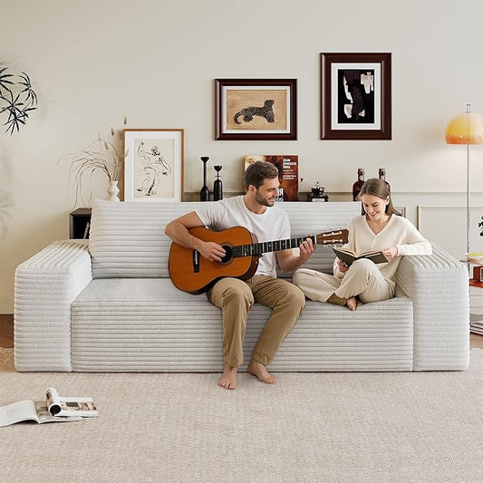 71 Boneless CouchNo Assembly RequiredLoveseat Velvet Couch Soft and Comfortable for Living Rooms Bedroom and Dormitories (White 71)