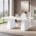 Tribesigns 63-Inch Executive Desk Large Office Computer Desk with Double Pedestal Modern Simple Workstations Writing Table Conference Table Business Furniture for Home Office White