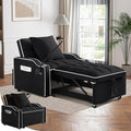 Convertible Sleeper Sofa Chair Bed 3 in 1 Tufted Velvet Pull Out Sleeper Chair with Adjustable Backrest &amp Phone Holder Modern Single Sofa for Living Room Small Spaces Apartment Black