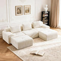 Oversized U-Shaped Sectional Sofa Cream Sectional Couch120.5 Modular Couch with 2 Ottomans Boneless Cloud Couch with Chenille Upholstery and Deep Seats No Assembly Required Beige