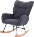 Upholstered Nursery Rocking Chair for Living Room BedroomDark Grey Teddy