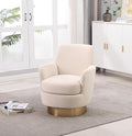 Velvet Swivel Accent Chair Upholstered Barrel Chair with Golden Base Comfy Sherpa Round Boucle Chair 360-degree Swivel Armchair for Living Room Bedroom Lounge Office Nursery Club Beige