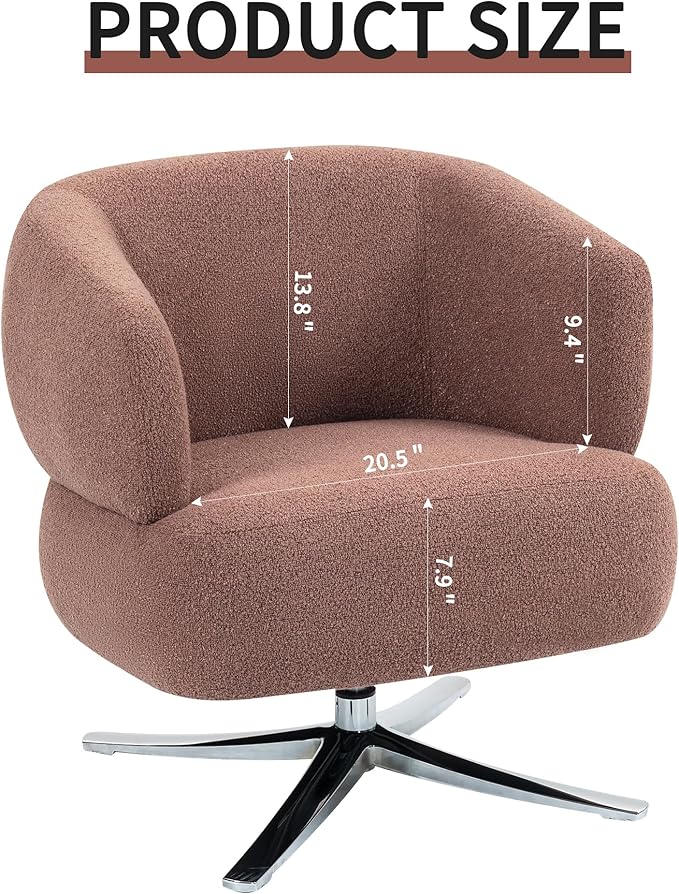 GDFStudio 360° Swivel Barrel Accent Chair Cuddle Style Single Sofa Lounge Chair for Living Room Bedroom Study Balcony or Reading Corner Red