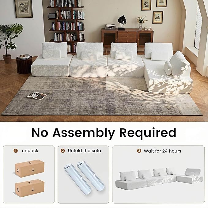 Modular Cloud Sectional Couch – L-Shaped Sofa with Chaise &amp Deep Memory Foam Seat No Assembly Required for Apartments Living Room Office &amp Small Spaces (2PCS) | Modular combination