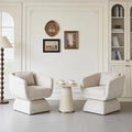 Modern 360° Swivel Accent Chairs 2-Pack Barrel Lounge Chairs with Armrests Curved Back and Soft Cushioned Seat Oatmeal