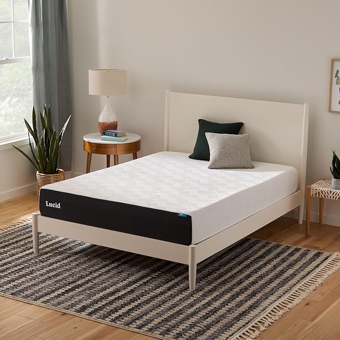 Lucid 10 Inch Memory Foam Mattress - Medium Feel - Infused with Refreshing Bamboo Charcoal and Cooling Gel - Bed in a Box - Temperature Regulating - Pressure Relief - Breathable - Full XL Size