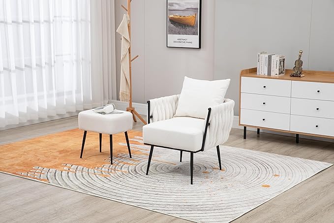 Velvet Accent Chair Modern Upholstered Armchair Tufted Chair with Metal Frame Single Leisure Chairs for Living Room