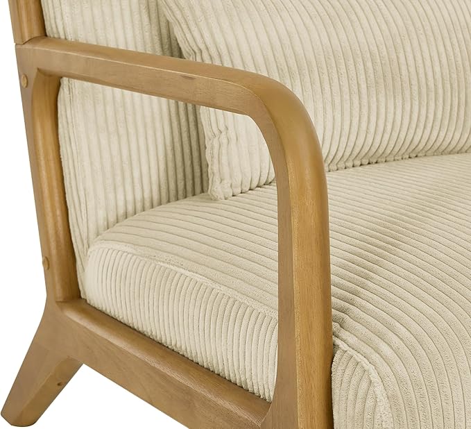 Modern Wooden Leisure Chair with Corduroy Fabric Medieval Comfortable Chair Suitable for Living Room Bedroom Study