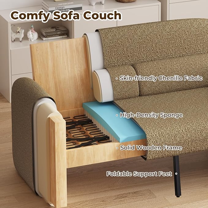 Furnimart Modern Loveseat &amp 2 Accent Chairs Set 3 pcs Sofa Set for Living Room Two Seater Couch with 2 Armchairs Comfy Upholstered Boucle Sofa Small Couches for Apartment Office Chenille Bro