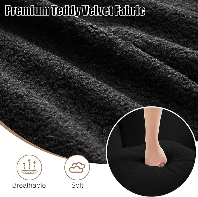 105.9 Modular Sectional Couch Sofa for Living RoomHigh Density Sponge Boneless Sofa with Left ChaiseL-Shaped Cloud Couch with Soft Teddy FabricNo Assembly RequiredBlack