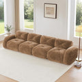 140.9'' Modular Sectional Couches for Living Room Modern Velvet Cozy Boneless Sofa No Assembly Required Comfy Couch Camel Cloud Boneless Couch in a Box Sofas para Sala