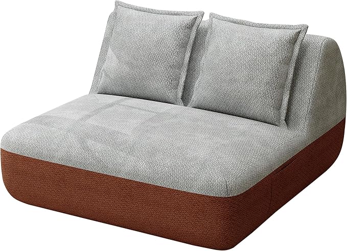 Hobestluk Small Couches for Small Spaces42” Mini Loveseat Sofa 2-Seater Armless Sofa Chair with Side Pocket for Living RoomBedroomDormOffice (Terracotta+Light Grey)