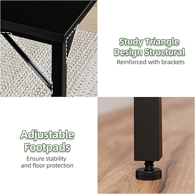 Grandder 40 inch Computer Desk Small Home Office Desk Study Writing Kid Table Simple PC Gaming Desk Adjustable Feet Black