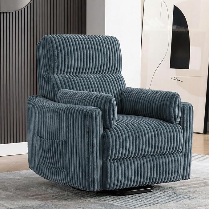 Power Lift Recliner ChairElectric Nursery Chair for Elderly Round Plush Faux Fur with Footrest Blue