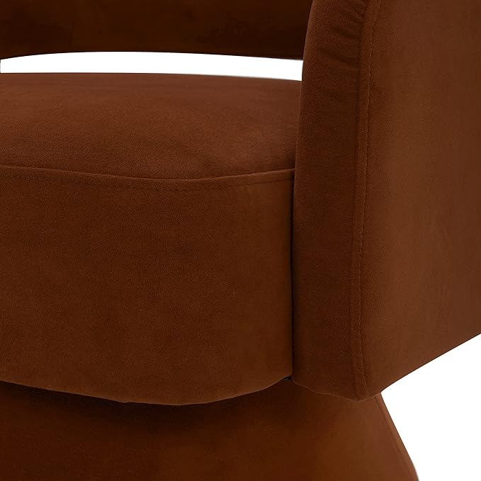 CHITA Swivel Accent Chair Armchair FSC Certified Velvet Barrel Chair for Living Room Bedroom Burnt Orange