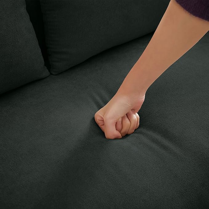 48.8 Small Loveseat Sofa Couch Mid Century Modern Linen Love Seat Couch 2 Seat Tufted Couches with Throw Pillows for Living Room Apartment Bedroom and Small Spaces Black