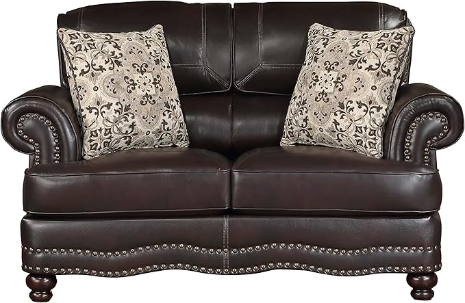 Lexicon Sébastien Breathable Faux Leather Living Room Loveseat Brown