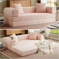 Folding Convertible Sleeper Sofa Bed Corduroy Upholstered Boneless Couch with Pillows Modular Floor Sofa Compression Couch for Living Room No Assembly Required (Pink)